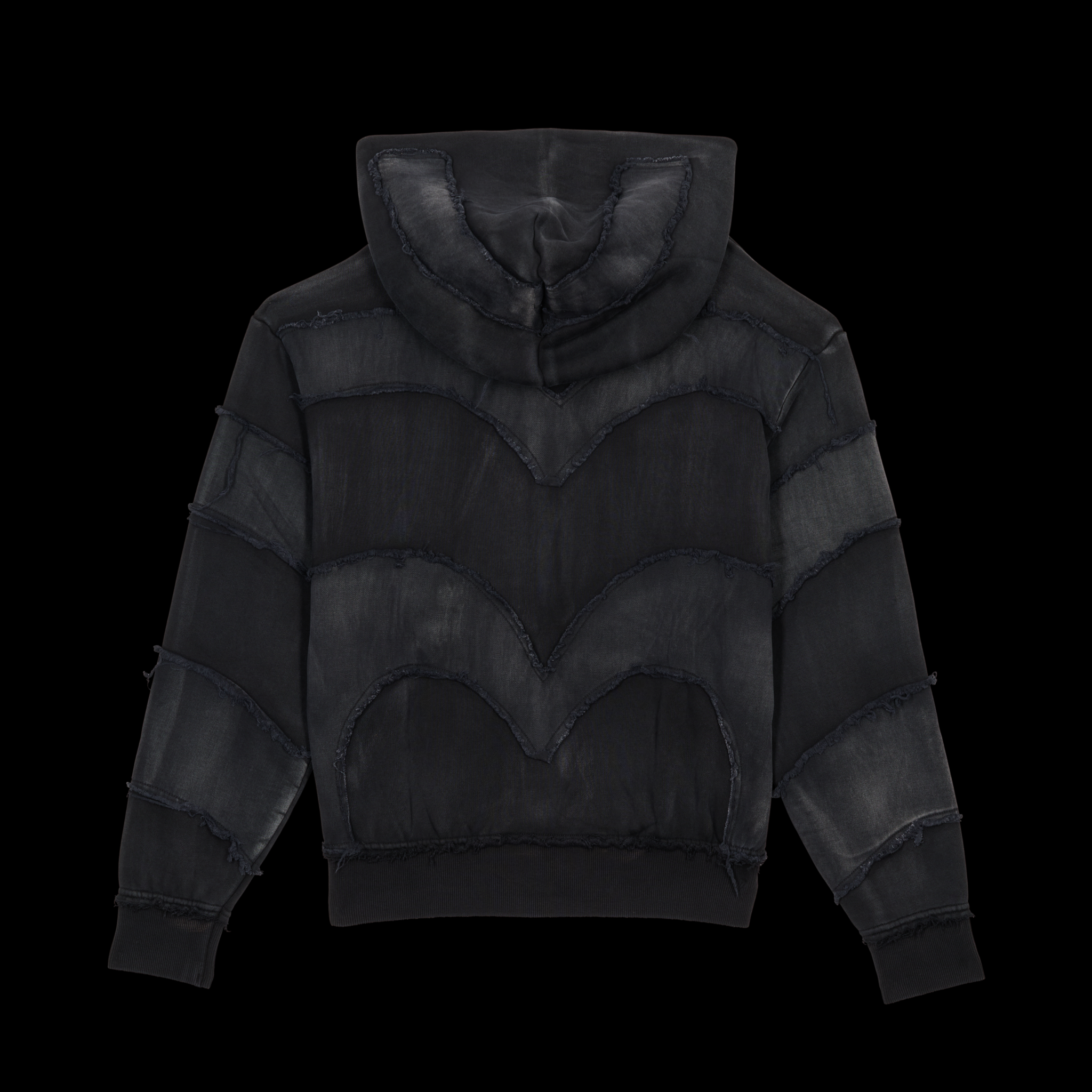 Zip Hoodie Frayed 808 - Noir