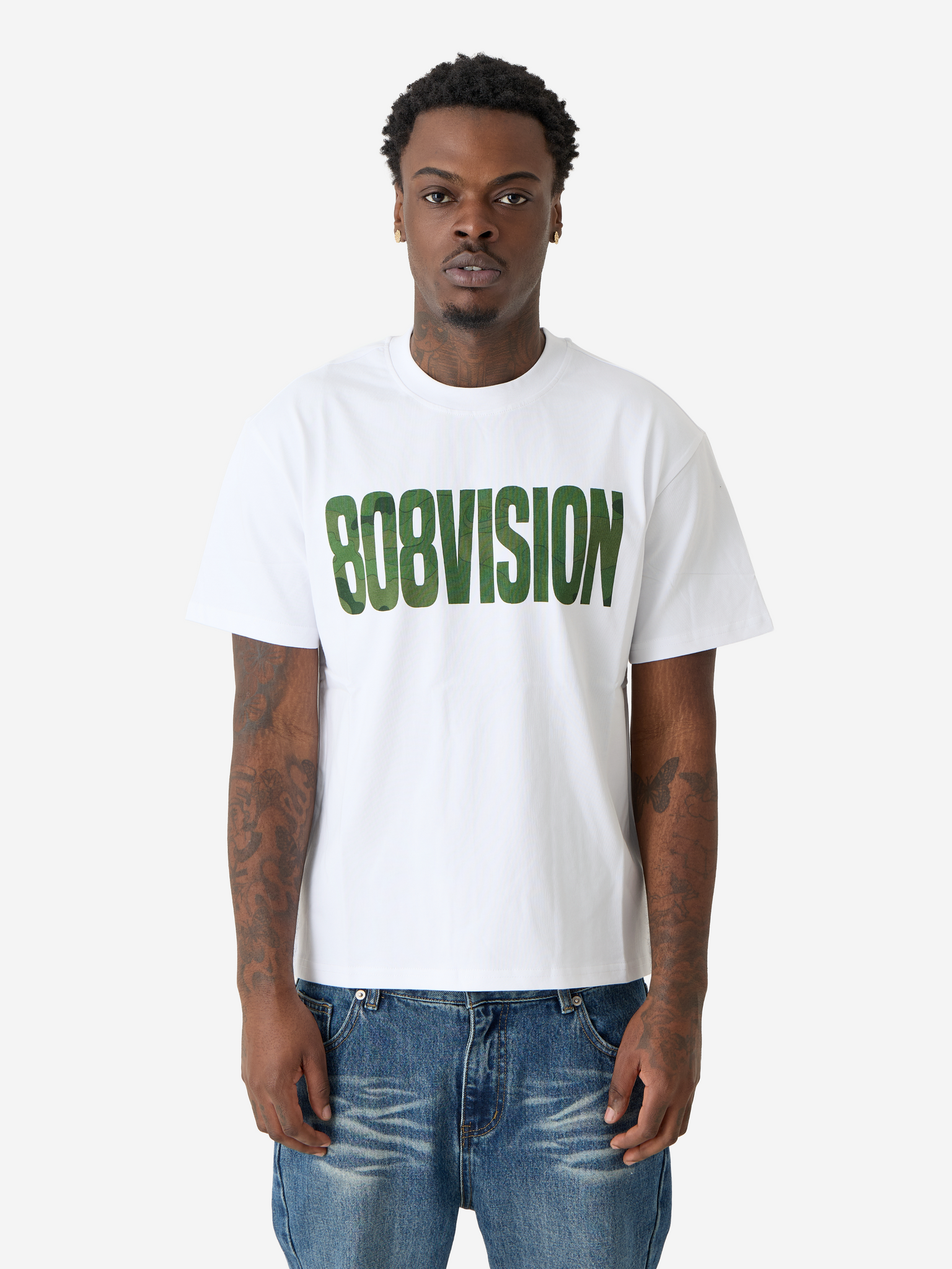 T-shirt 808VISION Camo - Blanc & Vert