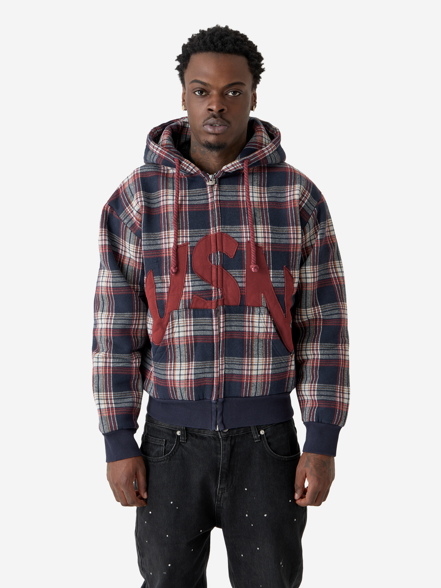 Zip Hoodie VSN Plaid - Red