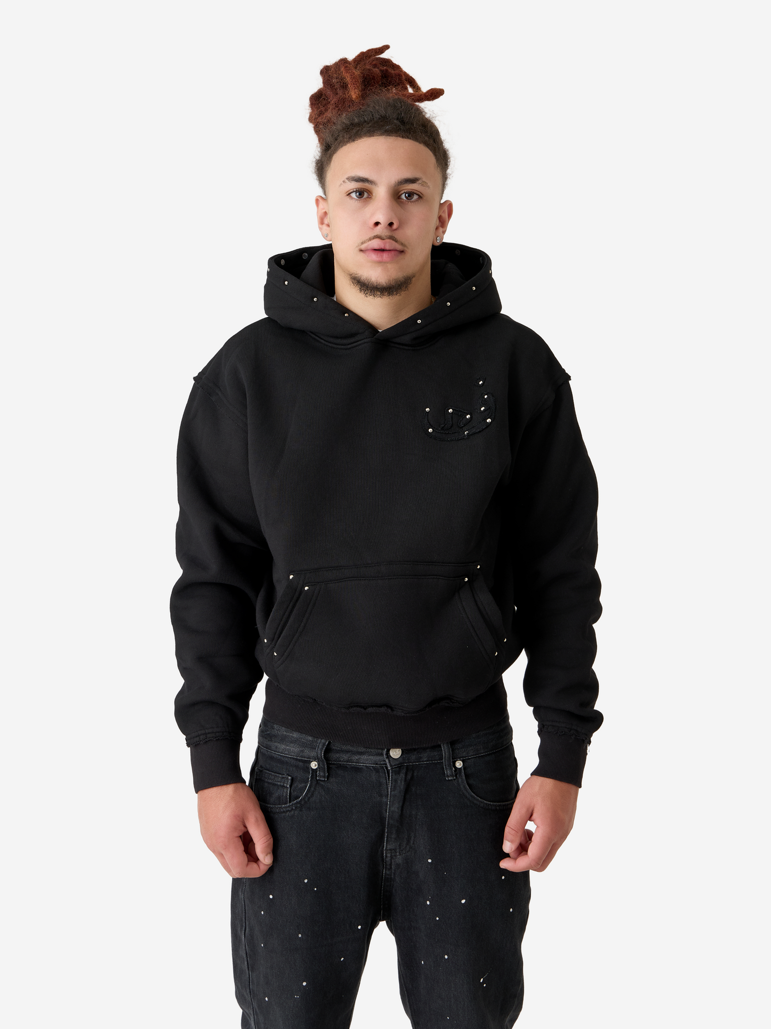 Hoodie Button - Black